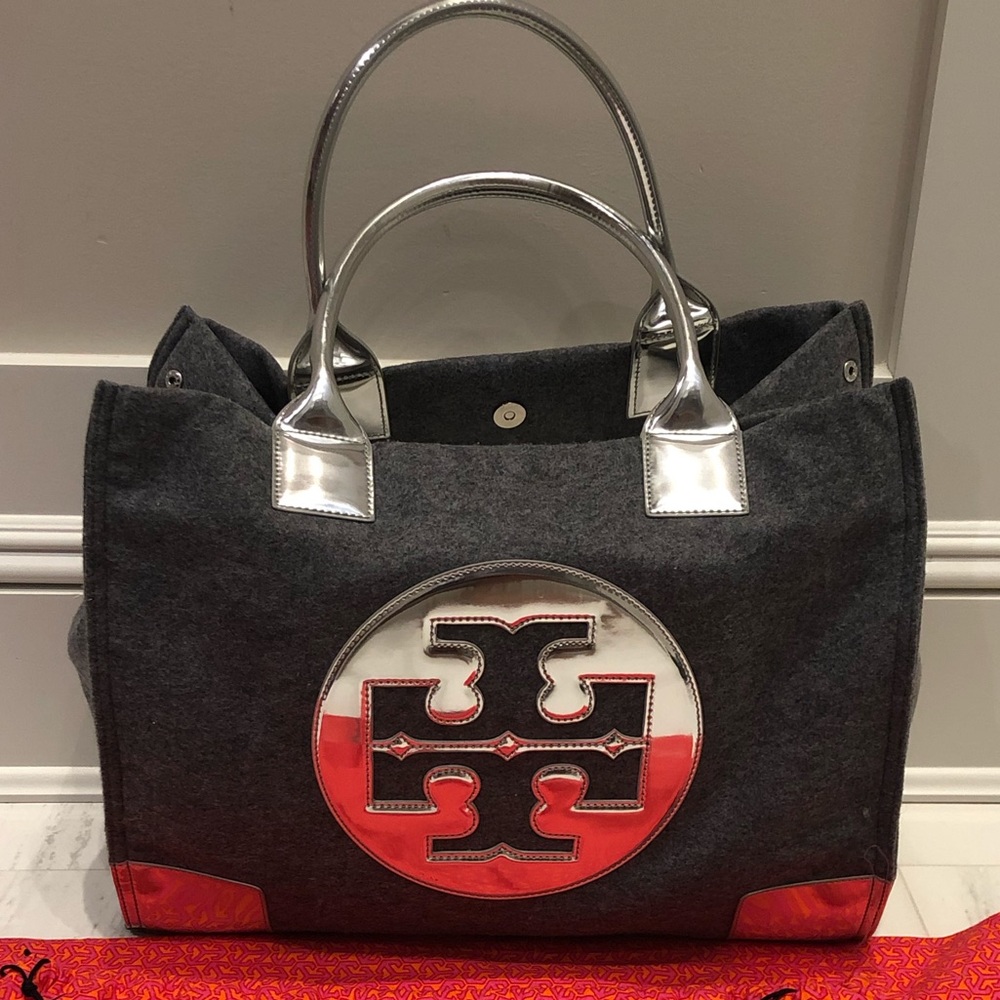 Tory Burch Grey/Metallic Tote